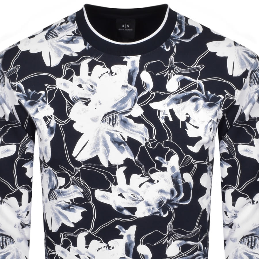 Alternative Image for ProductArmani Exchange Crew Neck Logo Sweatshirt Navy2